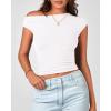 imageBTFBM Women Off The Shoulder Top 2025 Summer Sleeveless Ruched Ribbed Shirt Asymmetrical Slim Fit Y2K Going Out TopsWhite