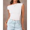 imageBTFBM Women Off The Shoulder Top 2025 Summer Sleeveless Ruched Ribbed Shirt Asymmetrical Slim Fit Y2K Going Out TopsWhite