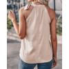 imageBTFBM Women Sleeveless Tie Mock Neck Summer Tops Loose Casual Side Bow Satin Halter Tank Top Blouse ShirtsApricot