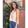 imageBTFBM Women Sleeveless Tie Mock Neck Summer Tops Loose Casual Side Bow Satin Halter Tank Top Blouse ShirtsApricot