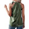 imageBTFBM Women Sleeveless Tie Mock Neck Summer Tops Loose Casual Side Bow Satin Halter Tank Top Blouse ShirtsArmy Green