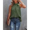 imageBTFBM Women Sleeveless Tie Mock Neck Summer Tops Loose Casual Side Bow Satin Halter Tank Top Blouse ShirtsArmy Green