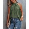 imageBTFBM Women Sleeveless Tie Mock Neck Summer Tops Loose Casual Side Bow Satin Halter Tank Top Blouse ShirtsArmy Green