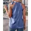 imageBTFBM Women Sleeveless Tie Mock Neck Summer Tops Loose Casual Side Bow Satin Halter Tank Top Blouse ShirtsDark Blue