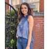 imageBTFBM Women Sleeveless Tie Mock Neck Summer Tops Loose Casual Side Bow Satin Halter Tank Top Blouse ShirtsDark Blue