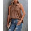 imageBTFBM Women Sleeveless Tie Mock Neck Summer Tops Loose Casual Side Bow Satin Halter Tank Top Blouse ShirtsDark Brown
