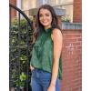 imageBTFBM Women Sleeveless Tie Mock Neck Summer Tops Loose Casual Side Bow Satin Halter Tank Top Blouse ShirtsDark Green