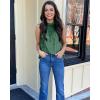 imageBTFBM Women Sleeveless Tie Mock Neck Summer Tops Loose Casual Side Bow Satin Halter Tank Top Blouse ShirtsDark Green