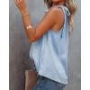 imageBTFBM Women Sleeveless Tie Mock Neck Summer Tops Loose Casual Side Bow Satin Halter Tank Top Blouse ShirtsLight Blue