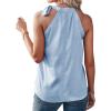 imageBTFBM Women Sleeveless Tie Mock Neck Summer Tops Loose Casual Side Bow Satin Halter Tank Top Blouse ShirtsLight Blue