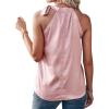 imageBTFBM Women Sleeveless Tie Mock Neck Summer Tops Loose Casual Side Bow Satin Halter Tank Top Blouse ShirtsLight Pink