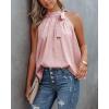 imageBTFBM Women Sleeveless Tie Mock Neck Summer Tops Loose Casual Side Bow Satin Halter Tank Top Blouse ShirtsLight Pink