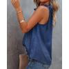 imageBTFBM Women Sleeveless Tie Mock Neck Summer Tops Loose Casual Side Bow Satin Halter Tank Top Blouse ShirtsNavy