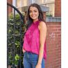 imageBTFBM Women Sleeveless Tie Mock Neck Summer Tops Loose Casual Side Bow Satin Halter Tank Top Blouse ShirtsRose Red