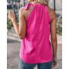 imageBTFBM Women Sleeveless Tie Mock Neck Summer Tops Loose Casual Side Bow Satin Halter Tank Top Blouse ShirtsRose Red