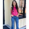 imageBTFBM Women Sleeveless Tie Mock Neck Summer Tops Loose Casual Side Bow Satin Halter Tank Top Blouse ShirtsRose Red