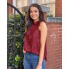 imageBTFBM Women Sleeveless Tie Mock Neck Summer Tops Loose Casual Side Bow Satin Halter Tank Top Blouse ShirtsWine Red