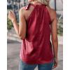 imageBTFBM Women Sleeveless Tie Mock Neck Summer Tops Loose Casual Side Bow Satin Halter Tank Top Blouse ShirtsWine Red