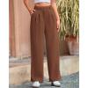 imageBTFBM Women Striped Dress Pants 2025 Spring Business Casual Outfits Wide Leg Long Palazzo Pants Work Office TrousersBrown