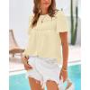 imageBTFBM Womens 2025 Summer Tops Swiss Dot Lace Crochet Crewneck Short Sleeve Casual Cute Shirts Boho BlousesApricot