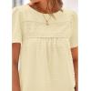 imageBTFBM Womens 2025 Summer Tops Swiss Dot Lace Crochet Crewneck Short Sleeve Casual Cute Shirts Boho BlousesApricot