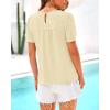 imageBTFBM Womens 2025 Summer Tops Swiss Dot Lace Crochet Crewneck Short Sleeve Casual Cute Shirts Boho BlousesApricot