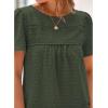 imageBTFBM Womens 2025 Summer Tops Swiss Dot Lace Crochet Crewneck Short Sleeve Casual Cute Shirts Boho BlousesArmy Green