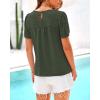 imageBTFBM Womens 2025 Summer Tops Swiss Dot Lace Crochet Crewneck Short Sleeve Casual Cute Shirts Boho BlousesArmy Green