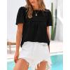 imageBTFBM Womens 2025 Summer Tops Swiss Dot Lace Crochet Crewneck Short Sleeve Casual Cute Shirts Boho BlousesBlack