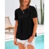 imageBTFBM Womens 2025 Summer Tops Swiss Dot Lace Crochet Crewneck Short Sleeve Casual Cute Shirts Boho BlousesBlack