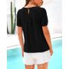 imageBTFBM Womens 2025 Summer Tops Swiss Dot Lace Crochet Crewneck Short Sleeve Casual Cute Shirts Boho BlousesBlack