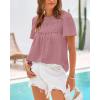imageBTFBM Womens 2025 Summer Tops Swiss Dot Lace Crochet Crewneck Short Sleeve Casual Cute Shirts Boho BlousesGrey Pink