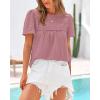 imageBTFBM Womens 2025 Summer Tops Swiss Dot Lace Crochet Crewneck Short Sleeve Casual Cute Shirts Boho BlousesGrey Pink