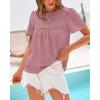 imageBTFBM Womens 2025 Summer Tops Swiss Dot Lace Crochet Crewneck Short Sleeve Casual Cute Shirts Boho BlousesGrey Pink