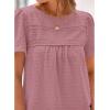 imageBTFBM Womens 2025 Summer Tops Swiss Dot Lace Crochet Crewneck Short Sleeve Casual Cute Shirts Boho BlousesGrey Pink