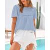 imageBTFBM Womens 2025 Summer Tops Swiss Dot Lace Crochet Crewneck Short Sleeve Casual Cute Shirts Boho BlousesLight Blue
