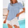 imageBTFBM Womens 2025 Summer Tops Swiss Dot Lace Crochet Crewneck Short Sleeve Casual Cute Shirts Boho BlousesLight Blue