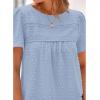 imageBTFBM Womens 2025 Summer Tops Swiss Dot Lace Crochet Crewneck Short Sleeve Casual Cute Shirts Boho BlousesLight Blue