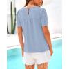 imageBTFBM Womens 2025 Summer Tops Swiss Dot Lace Crochet Crewneck Short Sleeve Casual Cute Shirts Boho BlousesLight Blue