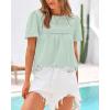 imageBTFBM Womens 2025 Summer Tops Swiss Dot Lace Crochet Crewneck Short Sleeve Casual Cute Shirts Boho BlousesMint Green