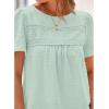 imageBTFBM Womens 2025 Summer Tops Swiss Dot Lace Crochet Crewneck Short Sleeve Casual Cute Shirts Boho BlousesMint Green