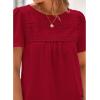 imageBTFBM Womens 2025 Summer Tops Swiss Dot Lace Crochet Crewneck Short Sleeve Casual Cute Shirts Boho BlousesRed