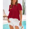 imageBTFBM Womens 2025 Summer Tops Swiss Dot Lace Crochet Crewneck Short Sleeve Casual Cute Shirts Boho BlousesRed