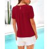 imageBTFBM Womens 2025 Summer Tops Swiss Dot Lace Crochet Crewneck Short Sleeve Casual Cute Shirts Boho BlousesRed