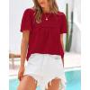 imageBTFBM Womens 2025 Summer Tops Swiss Dot Lace Crochet Crewneck Short Sleeve Casual Cute Shirts Boho BlousesRed