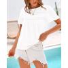 imageBTFBM Womens 2025 Summer Tops Swiss Dot Lace Crochet Crewneck Short Sleeve Casual Cute Shirts Boho BlousesWhite