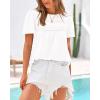 imageBTFBM Womens 2025 Summer Tops Swiss Dot Lace Crochet Crewneck Short Sleeve Casual Cute Shirts Boho BlousesWhite