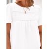 imageBTFBM Womens 2025 Summer Tops Swiss Dot Lace Crochet Crewneck Short Sleeve Casual Cute Shirts Boho BlousesWhite