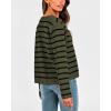 imageBTFBM Womens Cardigans Sweater 2024 Fall Striped Long Sleeve Button Down Crop Open Front Knit Outerwear Deco PocketsStriped Army Green Black