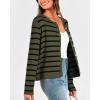 imageBTFBM Womens Cardigans Sweater 2024 Fall Striped Long Sleeve Button Down Crop Open Front Knit Outerwear Deco PocketsStriped Army Green Black